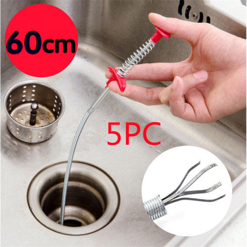 60CM Drain Dredger & Hair Clog Remover – Spring Pipe Cleaner for Kitchen & Bathroom Sinks