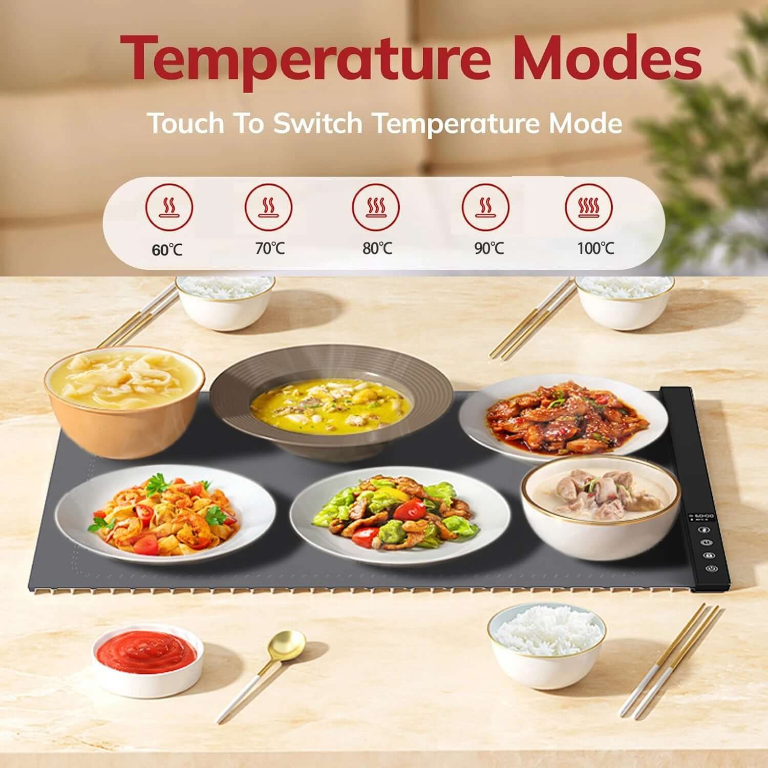 Foldable food insulation board heating mat made of silicone