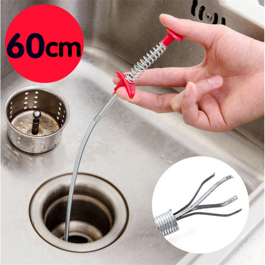60CM Drain Dredger & Hair Clog Remover – Spring Pipe Cleaner for Kitchen & Bathroom Sinks