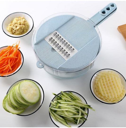 8-in-1 Mandoline Vegetable Slicer – Multi-Function Cutter, Grater & Peeler with Strainer