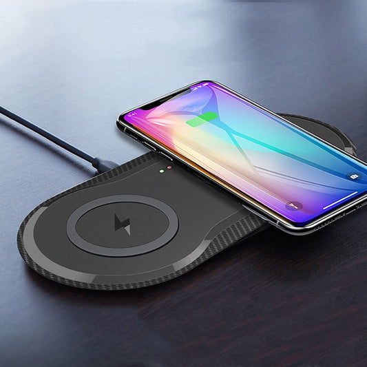 Wireless Dual Mobile Phone Charger – Fast & Convenient Qi Charging Station