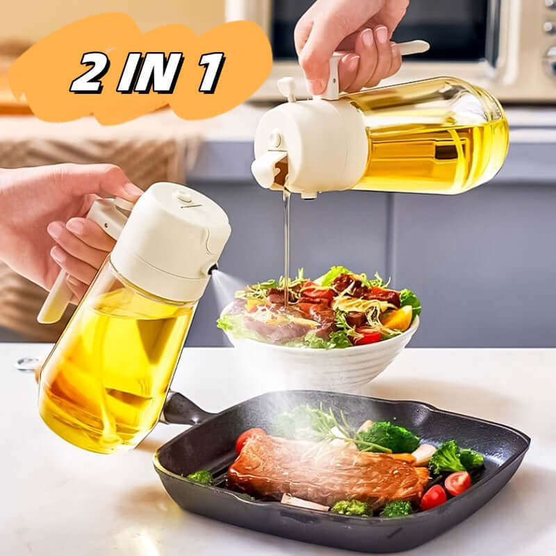 Glass 2-in-1 olive oil and vinegar sprayer for air fryer cooking