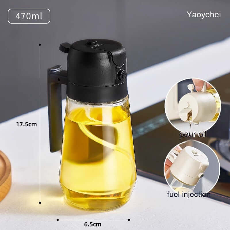 Olive Oil Sprayer Dispenser – 2-in-1 Glass Bottle