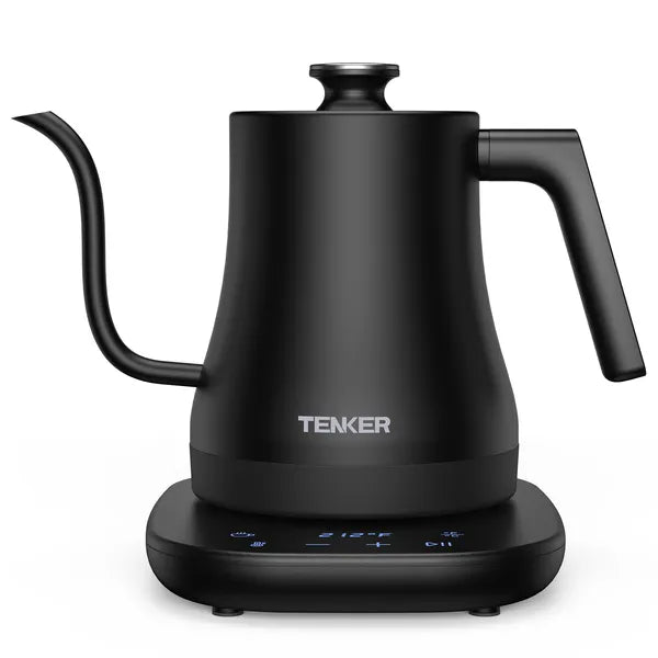Electric Gooseneck Kettle Temperature Control Pour-Over Tea Kettle For Coffee Brewing;  Stainless Steel Inner;  1300W Rapid Heating;  Temp Holding Matte Black
