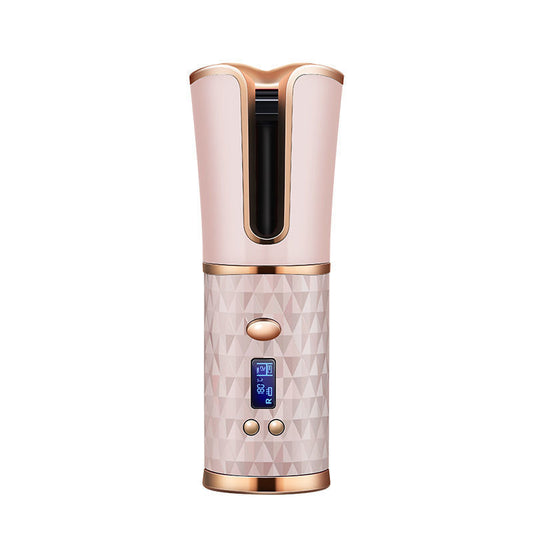 cordless automatic hair curler,  ceramic rotating curling wand,  auto curling iron with LCD,  portable hair curler with timer,  wireless curling wand,  professional curling tool for long-lasting curls,  cordless ceramic hair curler