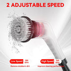 electric spin scrubber cordless folded with telescopic handle retracted for easy storage